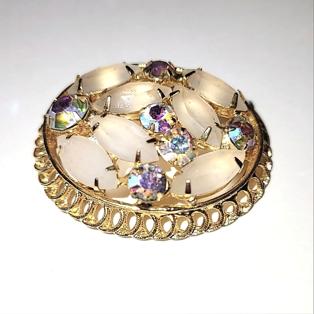 JULIANA FROSTED & AB RHINESTONE BROOCH - VINTAGE BEAUTY - Picture 6 of 7